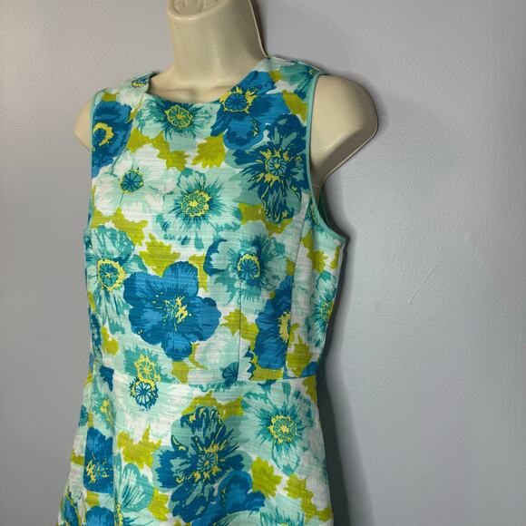 Sail to Sable Flower Basketweave Flit & Flare Mini Dress Linen Blend Blue Sz 6 - Picture 14 of 16